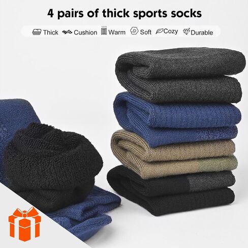 360 Cushioned Thermal Crew Socks Men Women, Cozy &Fluffy, Thick Boot Sock, Outdoor Sports Hiking Home Work, 4/6pair in Saudi Arabia