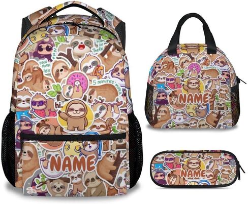 Sloth Backpack with Lunch Box for Girls, Set of 3 School Backpacks Matching Combo, Cute Bookbag and Pencil Case Bundle in Saudi Arabia