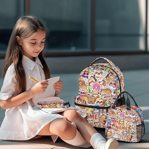 Sloth Backpack with Lunch Box for Girls, Set of 3 School Backpacks Matching Combo, Cute Bookbag and Pencil Case Bundle in Saudi Arabia