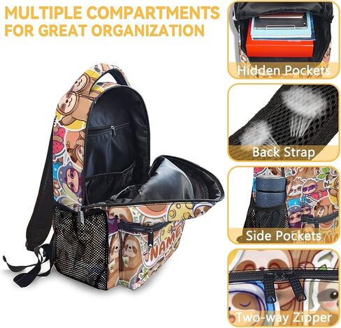 Sloth Backpack with Lunch Box for Girls, Set of 3 School Backpacks Matching Combo, Cute Bookbag and Pencil Case Bundle in Saudi Arabia