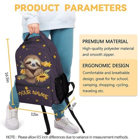 Sloth Backpack with Lunch Box for Girls, Set of 3 School Backpacks Matching Combo, Cute Bookbag and Pencil Case Bundle in Saudi Arabia