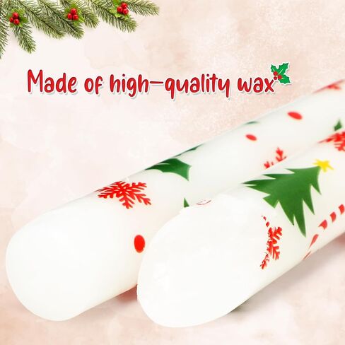Tuitessine Christmas White Taper Candles 10 Inch Tall Set of 4 Unscented Christmas Tree Candlesticks Unique Christmas Gifts for Hostess Holiday Dinner Table Home Decorations (No Holder) in Kuwait