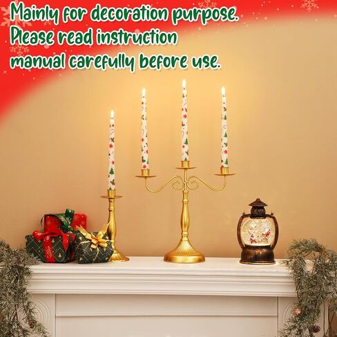 Tuitessine Christmas White Taper Candles 10 Inch Tall Set of 4 Unscented Christmas Tree Candlesticks Unique Christmas Gifts for Hostess Holiday Dinner Table Home Decorations (No Holder) in Kuwait