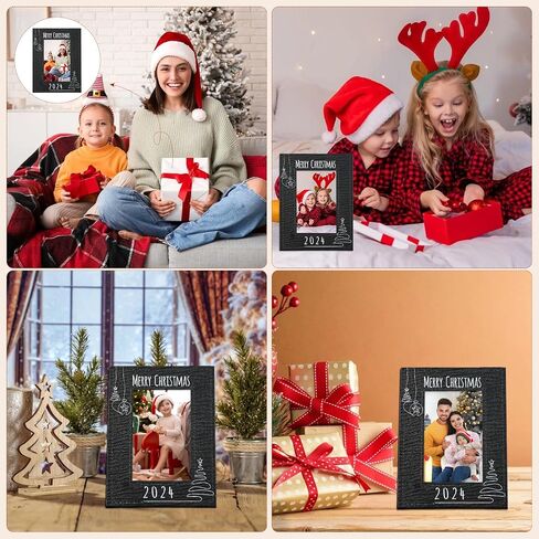Merry Christmas Picture Frame - Leather Christmas Photo Frames 4x6 Black Christmas Frame Gifts for Family Friend Xmas Decorations for Home in Saudi Arabia