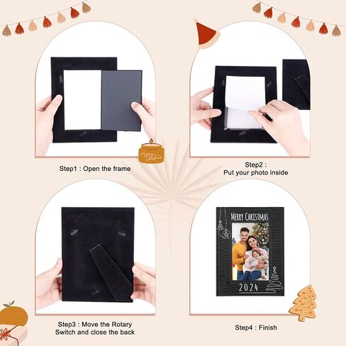 Merry Christmas Picture Frame - Leather Christmas Photo Frames 4x6 Black Christmas Frame Gifts for Family Friend Xmas Decorations for Home in Saudi Arabia