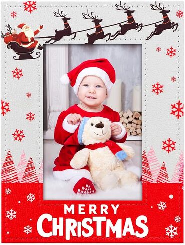 Merry Christmas Picture Frame - Leather Christmas Photo Frames 4x6 Black Christmas Frame Gifts for Family Friend Xmas Decorations for Home in Saudi Arabia