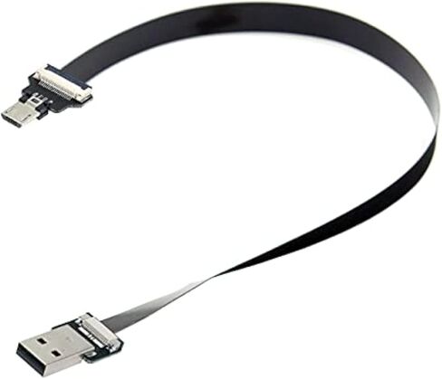 Cablecc USB 2.0 Type-A ذكر إلى Micro USB 5Pin ذكر كابل بيانات مسطح نحيف FPC لـ FPV والقرص والهاتف 20 سم in Kuwait