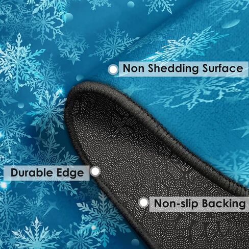 Christmas Snow Tree Elk Area Rug Winter Night Train Blue Runner Rug 2' x 6' Floor Entry Rug Non-Slip Washable Indoor Door Carpet Mat for Bedroom Kitchen Entryway Laundry Living Home Decor in Saudi Arabia