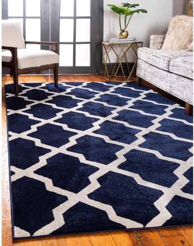سجادة منطقة Loom Trellis Collection الفريدة - سان أنطونيو (مستطيل مقاس 7 أقدام و1 بوصة × 10 بوصات، أزرق داكن/بيج) in Saudi Arabia