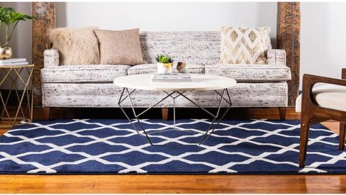 سجادة منطقة Loom Trellis Collection الفريدة - سان أنطونيو (مستطيل مقاس 7 أقدام و1 بوصة × 10 بوصات، أزرق داكن/بيج) in Saudi Arabia