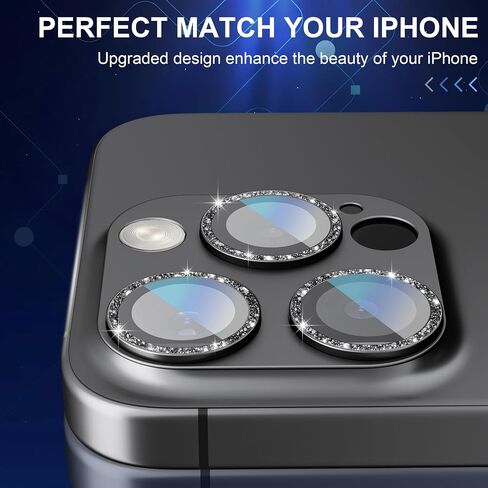 Compatible for iPhone 16 Pro/iPhone 16 Pro Max Camera Lens Protector, Bling Metal Tempered Glass Camera Screen Cover Accessories [Strong Adsorption][Case-Friendly]- Glitter Titanium Desert in Saudi Arabia