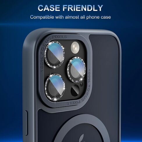 Compatible for iPhone 16 Pro/iPhone 16 Pro Max Camera Lens Protector, Bling Metal Tempered Glass Camera Screen Cover Accessories [Strong Adsorption][Case-Friendly]- Glitter Titanium Desert in Saudi Arabia