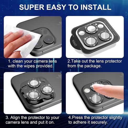 Compatible for iPhone 16 Pro/iPhone 16 Pro Max Camera Lens Protector, Bling Metal Tempered Glass Camera Screen Cover Accessories [Strong Adsorption][Case-Friendly]- Glitter Titanium Desert in Saudi Arabia