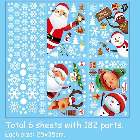 زينة نافذة عيد الميلاد - رقاقات الثلج ساتا كلوز عيد ميلاد سعيد ملصقات نافذة PVC، شارات نافذة شجرة عيد الميلاد للمنزل والمتجر، زينة عيد الميلاد للنوافذ الزجاجية in Kuwait