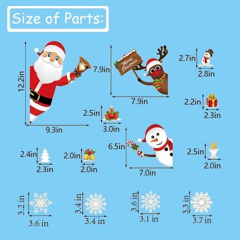 زينة نافذة عيد الميلاد - رقاقات الثلج ساتا كلوز عيد ميلاد سعيد ملصقات نافذة PVC، شارات نافذة شجرة عيد الميلاد للمنزل والمتجر، زينة عيد الميلاد للنوافذ الزجاجية in Kuwait
