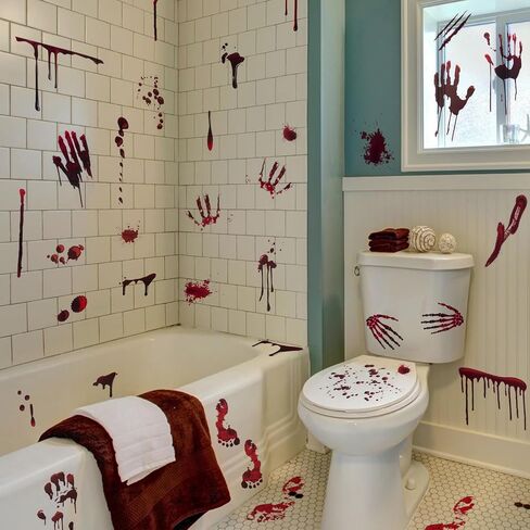 ديكورات نوافذ الهالوين، ملصقات نافذة باب بصمة اليد الدموية للهالوين، ديكورات الهالوين الداخلية لنوافذ الهالوين من أجل زينة عيد الهالوين الإرهابية in Kuwait