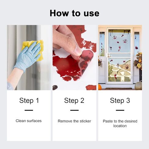 ديكورات نوافذ الهالوين، ملصقات نافذة باب بصمة اليد الدموية للهالوين، ديكورات الهالوين الداخلية لنوافذ الهالوين من أجل زينة عيد الهالوين الإرهابية in Kuwait