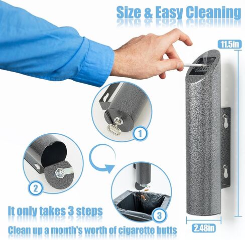 C43PG Metal Cigarette Butt Receptacle,Cigarette Collector Receptacle Container，Fireproof, Waterproof, Corrosion Resistant, Smokeless, Suitable for All Cigarettes and Cigars. in Saudi Arabia