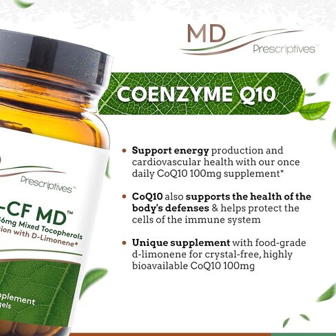 Coq-CF MD - الإنزيم المساعد Q10 مع فيتامين E - CoQ10 100 مجم تركيبة الامتصاص الأمثل - كبسولة واحدة يوميًا - 60 كبسولة هلامية in Saudi Arabia