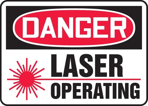لافتة أمان من الفينيل اللاصق من Accuform MRAD021VS، Legend "Danger Laser Operating" مع رسم، طول 7 بوصة × عرض 10 بوصة × سمك 0.004 بوصة، أحمر/أسود على أبيض in Saudi Arabia