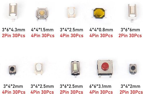 300 Pcs Micro Switch, Tactile Mini Momentary Push Button Switches Kit (Normally Open) in Kuwait