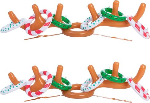 JOYIN 2 Sets Inflatable Reindeer Antler Toss Game Christmas Party Games Ring Toss Game for Christmas Party Supplies One Size Fit All in Saudi Arabia