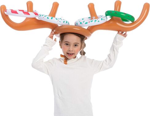 JOYIN 2 Sets Inflatable Reindeer Antler Toss Game Christmas Party Games Ring Toss Game for Christmas Party Supplies One Size Fit All in Saudi Arabia