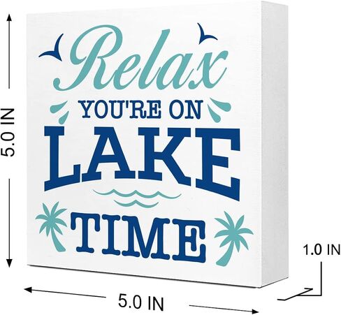 Relax You're on Lake Time Rustic Lake Wooden Plaque Sign Desk Decor,Retro Lake Cabin Home Wood Block Sign Desk Decorations for Primitive Country Lake Farmhouse Shelf Table Decor in Kuwait