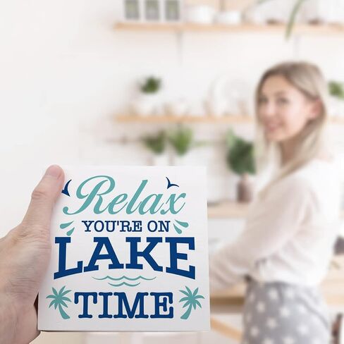 Relax You're on Lake Time Rustic Lake Wooden Plaque Sign Desk Decor,Retro Lake Cabin Home Wood Block Sign Desk Decorations for Primitive Country Lake Farmhouse Shelf Table Decor in Kuwait