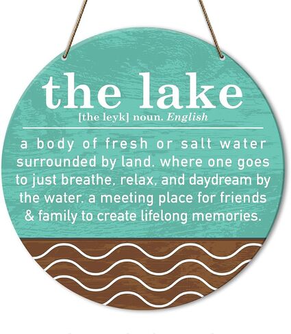 Lake House Decor Sign, Farmhouse Lake House Decor for Home Porch Boat, Lake Life Decor, Lake House Housewarming Gift for Women Men New Home House, The Lake Definition in Kuwait