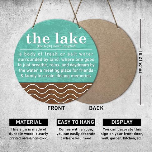 Lake House Decor Sign, Farmhouse Lake House Decor for Home Porch Boat, Lake Life Decor, Lake House Housewarming Gift for Women Men New Home House, The Lake Definition in Kuwait