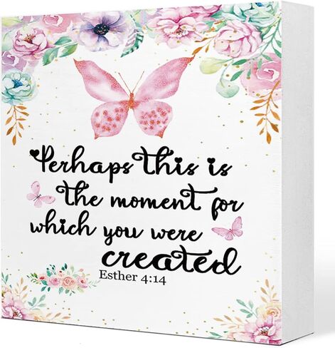 Proverbs 3:5-6 Trust in The Lord with All Your Heart Wooden Sign Desk Decor,Bible Verse Wood Block Sign Desk Decorations for Christian Home Bedroom Girls Room Office Shelf Table Decor in Kuwait