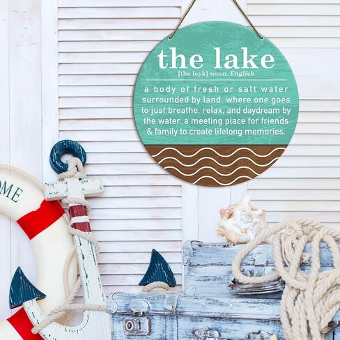 Lake House Decor Sign, Farmhouse Lake House Decor for Home Porch Boat, Lake Life Decor, Lake House Housewarming Gift for Women Men New Home House, The Lake Definition in Kuwait
