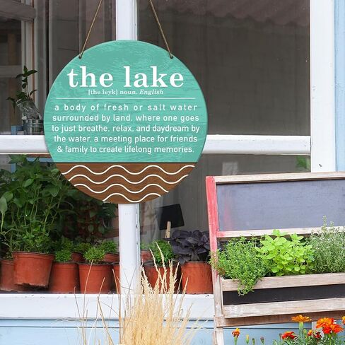 Lake House Decor Sign, Farmhouse Lake House Decor for Home Porch Boat, Lake Life Decor, Lake House Housewarming Gift for Women Men New Home House, The Lake Definition in Kuwait