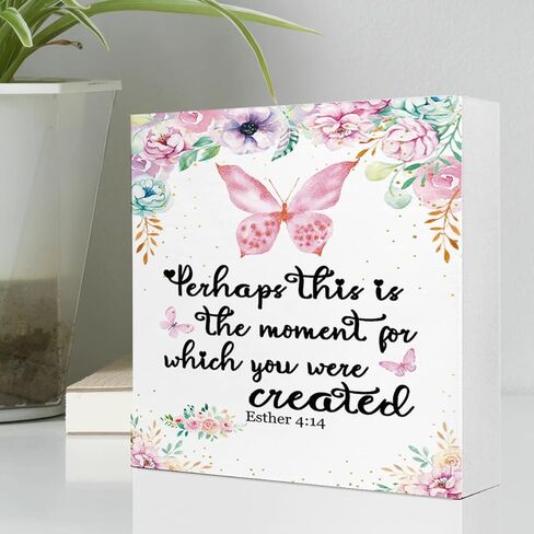 Proverbs 3:5-6 Trust in The Lord with All Your Heart Wooden Sign Desk Decor,Bible Verse Wood Block Sign Desk Decorations for Christian Home Bedroom Girls Room Office Shelf Table Decor in Kuwait