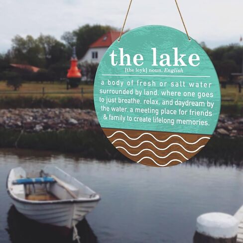 Lake House Decor Sign, Farmhouse Lake House Decor for Home Porch Boat, Lake Life Decor, Lake House Housewarming Gift for Women Men New Home House, The Lake Definition in Kuwait