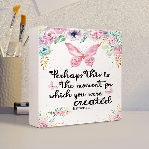 Proverbs 3:5-6 Trust in The Lord with All Your Heart Wooden Sign Desk Decor,Bible Verse Wood Block Sign Desk Decorations for Christian Home Bedroom Girls Room Office Shelf Table Decor in Kuwait