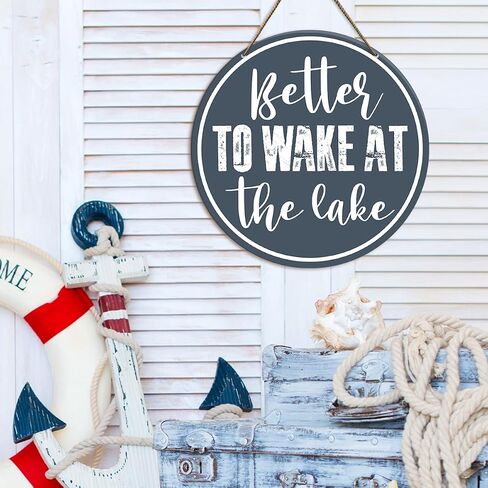 Lake House Decor Sign, Farmhouse Lake House Decor for Home Porch Boat, Lake Life Decor, Lake House Housewarming Gift for Women Men New Home House, The Lake Definition in Kuwait