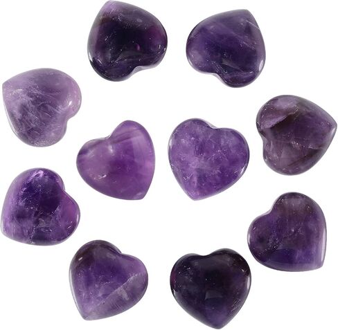 Nupuyai Pack of 10 Healing Love Heart Palm Crystal Stone Polished Reiki Worry Stone for Chakra Balancing and Jewelry Making, Pink Aventurine in Kuwait