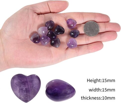 Nupuyai Pack of 10 Healing Love Heart Palm Crystal Stone Polished Reiki Worry Stone for Chakra Balancing and Jewelry Making, Pink Aventurine in Kuwait