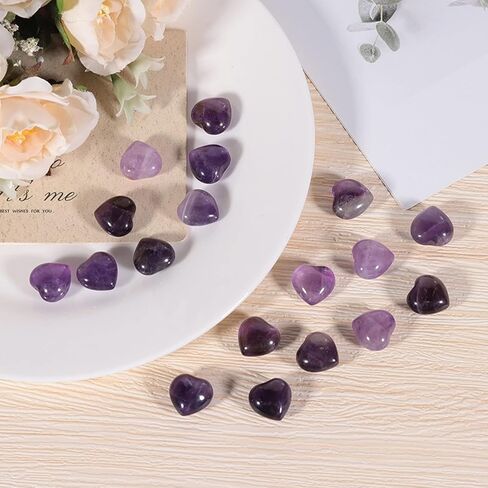Nupuyai Pack of 10 Healing Love Heart Palm Crystal Stone Polished Reiki Worry Stone for Chakra Balancing and Jewelry Making, Pink Aventurine in Kuwait