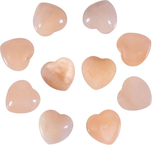 Nupuyai Pack of 10 Healing Love Heart Palm Crystal Stone Polished Reiki Worry Stone for Chakra Balancing and Jewelry Making, Pink Aventurine in Kuwait