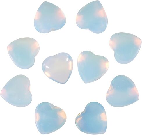 Nupuyai Pack of 10 Healing Love Heart Palm Crystal Stone Polished Reiki Worry Stone for Chakra Balancing and Jewelry Making, Pink Aventurine in Kuwait