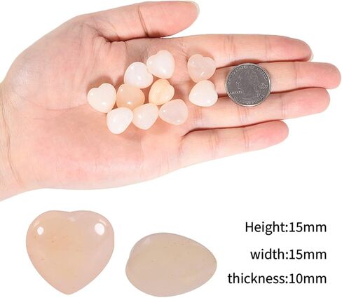 Nupuyai Pack of 10 Healing Love Heart Palm Crystal Stone Polished Reiki Worry Stone for Chakra Balancing and Jewelry Making, Pink Aventurine in Kuwait