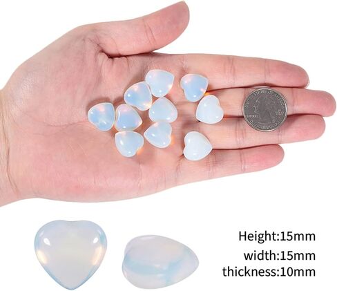 Nupuyai Pack of 10 Healing Love Heart Palm Crystal Stone Polished Reiki Worry Stone for Chakra Balancing and Jewelry Making, Pink Aventurine in Kuwait