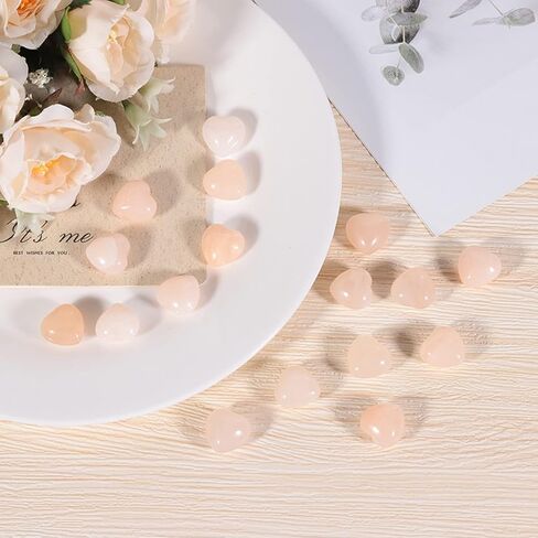 Nupuyai Pack of 10 Healing Love Heart Palm Crystal Stone Polished Reiki Worry Stone for Chakra Balancing and Jewelry Making, Pink Aventurine in Kuwait