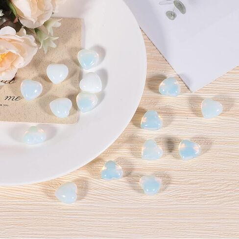 Nupuyai Pack of 10 Healing Love Heart Palm Crystal Stone Polished Reiki Worry Stone for Chakra Balancing and Jewelry Making, Pink Aventurine in Kuwait