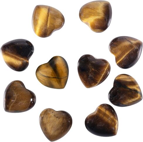 Nupuyai Pack of 10 Healing Love Heart Palm Crystal Stone Polished Reiki Worry Stone for Chakra Balancing and Jewelry Making, Pink Aventurine in Kuwait