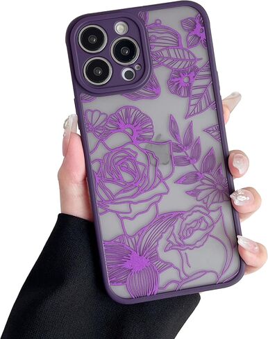 حافظة XIZYO مغناطيسية لهاتف iPhone 13 Pro Max مقاس 6.7 بوصة حافظة هاتف لطيفة على شكل زهور وردية [متوافقة مع Magsafe] للنساء والفتيات بنمط جمالي نحيف من مادة TPU مضادة للصدمات، أسود in Kuwait