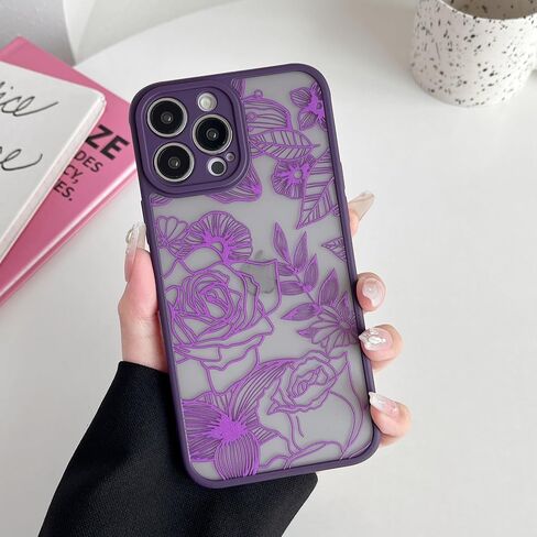 حافظة XIZYO مغناطيسية لهاتف iPhone 13 Pro Max مقاس 6.7 بوصة حافظة هاتف لطيفة على شكل زهور وردية [متوافقة مع Magsafe] للنساء والفتيات بنمط جمالي نحيف من مادة TPU مضادة للصدمات، أسود in Kuwait